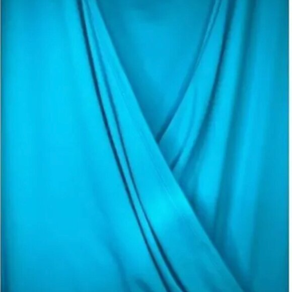 Talbots Aqua Turquoise Blue Dress Plus Size 18 18P Petite Sleeveless V-Neck - Picture 3 of 7